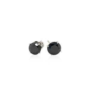 14k White Gold Stud Earrings with Black Faceted Cubic Zirconia(5mm) RCJ