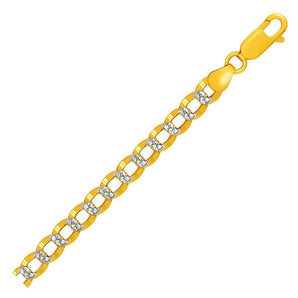 14k Two Tone Gold Pave Curb Bracelet (5.70 mm) RCJ