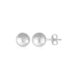 14k White Gold Ball Earrings with Faceted Texture(5mm) RCJ