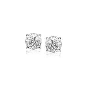 14k White Gold 4mm Faceted White Cubic Zirconia Stud Earrings(4mm) RCJ