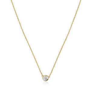 14k Yellow Gold 17 inch Necklace with Round White Topaz RCJ