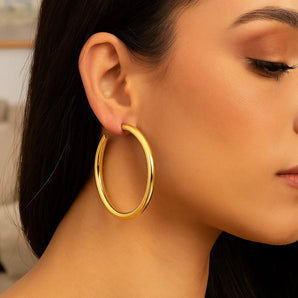 14k Yellow Gold Polished Hoop Earrings(4x50mm) RCJ