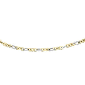 14k Two-Tone Gold Long and Short Style Oval Link Bracelet (7.50 mm) RCJ