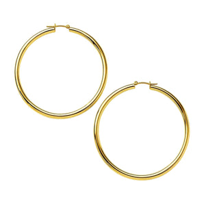 14k Yellow Gold Polished Large Round Hoop Earrings(2x60mm) RCJ