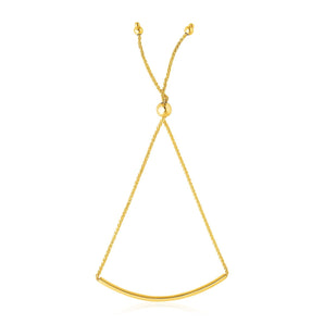 14k Yellow Gold Smooth Curved Bar Lariat Design Bracelet (0.80 mm) RCJ