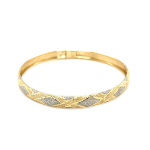 10k Two-Tone Gold Geometric Diamond Motif Bangle (6.00 mm) RCJ