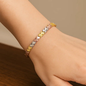 14k Tri-Color Gold Weave Design Bracelet (6.35 mm) RCJ