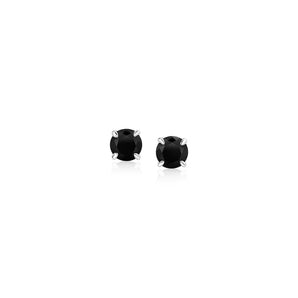 14k White Gold Stud Earrings with Black Cubic Zirconia(4mm) RCJ