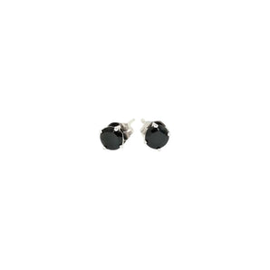14k White Gold Stud Earrings with Black Cubic Zirconia(4mm) RCJ