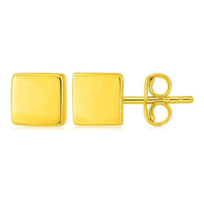 14k Yellow Gold Polished Cube Post Earrings RCJ