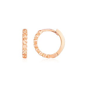 14k Rose Gold Petite Textured Round Hoop Earrings RCJ