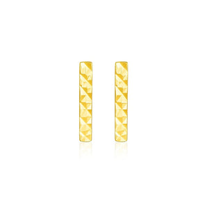 14k Yellow Gold Textured Bar Earrings RCJ