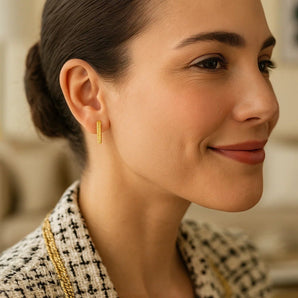 14k Yellow Gold Textured Bar Earrings RCJ