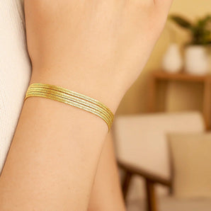 14k Yellow Gold 7 inch Three Strand Herringbone Chain Bracelet (1.80 mm) RCJ