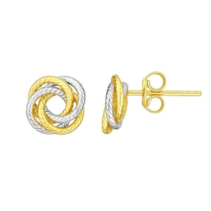 14k Two Tone Gold Love Knot Earrings RCJ