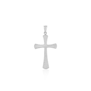14k White Gold Cross Pendant with Beaded Texture RCJ