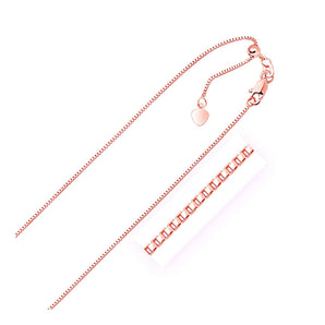 14k Rose Gold Adjustable Box Chain (0.85 mm) RCJ