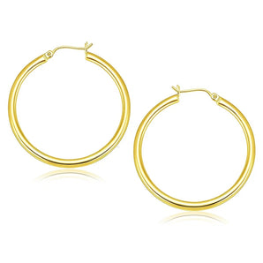 10k Yellow Gold Polished Hoop Earrings (3x40mm) RCJ
