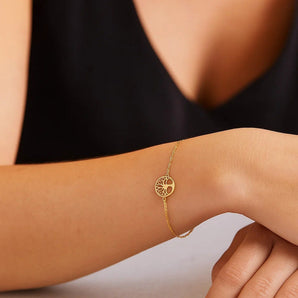 14K Yellow Gold Tree of Life Bracelet (1.20 mm) RCJ