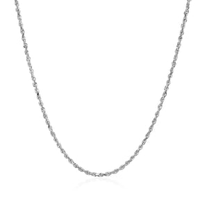 10k White Gold Solid Diamond Cut Rope Chain (1.40 mm) RCJ