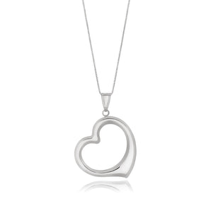 14k White Gold Floating Heart Drop Pendant RCJ