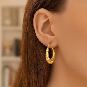 14K Yellow Gold Polished Twisted Cable Graduated Hoops RCJ