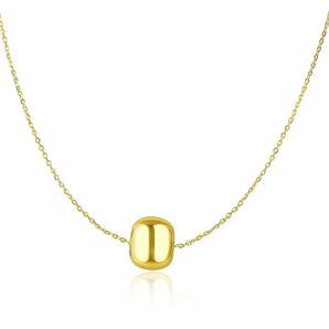 14k Yellow Gold Necklace with Shiny Barrel Bead Charm RCJ