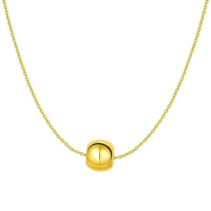 14k Yellow Gold Necklace with Shiny Barrel Bead Charm RCJ