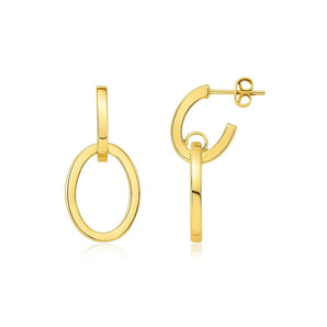 14K Yellow Gold Interlocking Drop Hoop Earrings RCJ