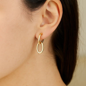 14K Yellow Gold Interlocking Drop Hoop Earrings RCJ