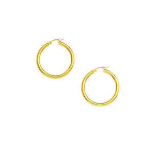 10k Yellow Gold Polished Hoop Earrings (3x30mm) RCJ