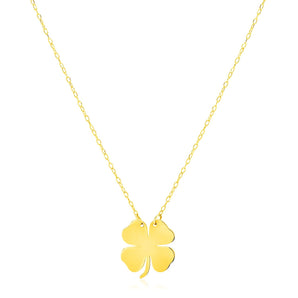 14K Yellow Gold Four Leaf Clover Necklace RCJ