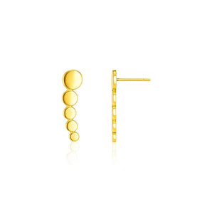 14k Yellow Gold Graduated Circles Climber Post Earrings RCJ