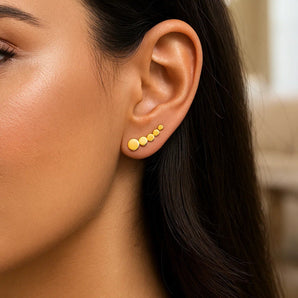 14k Yellow Gold Graduated Circles Climber Post Earrings RCJ