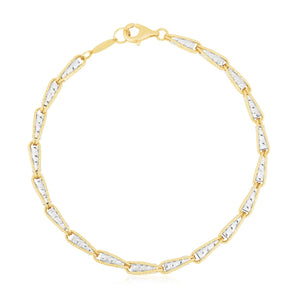14k Two Tone Gold High Polish Diamond Cut Link Chain Bracelet (3.20 mm) RCJ