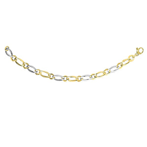 14k Two-Tone Gold Interlaced Smooth and Textured Link Bracelet (10.00 mm) RCJ