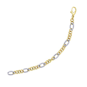 14k Two-Tone Gold Rope Motif Oval and Round Link Chain Bracelet (8.80 mm) RCJ
