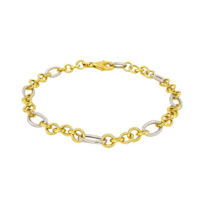 14k Two-Tone Gold Rope Motif Oval and Round Link Chain Bracelet (8.80 mm) RCJ