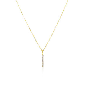 14k Yellow Gold Bar Pendant with Diamonds RCJ