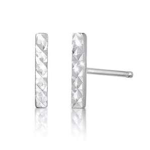 14k White Gold Textured Bar Earrings RCJ