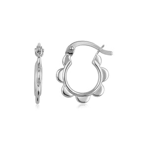 14k White Gold Scalloped Hoop Earrings RCJ