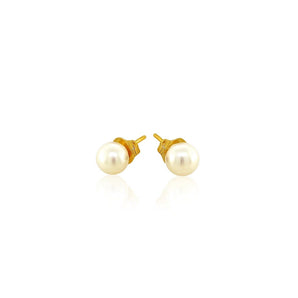 14k Yellow Gold Freshwater Cultured White Pearl Stud Earrings (4mm) RCJ
