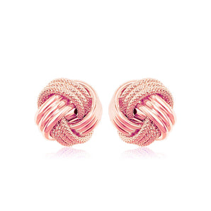 14k Rose Gold Love Knot with Ridge Texture Earrings RCJ