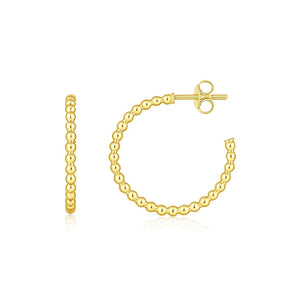 14K Yellow Gold Bead Hoop Earrings(2x23.4mm) RCJ