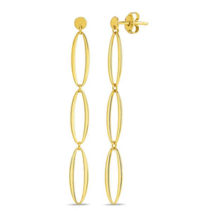 14K Yellow Gold Triple Oval Fancy Drop Earrings RCJ