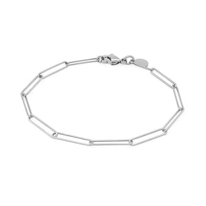 14k White Gold Wire Paperclip Bracelet  (2.70 mm) RCJ