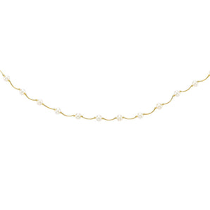 14k Yellow Gold Arc Link Necklace with White Pearls RCJ