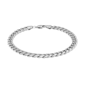 14k White Gold Miami Cuban Semi Solid Bracelet (7.00 mm) RCJ