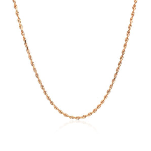 14k Rose Gold Solid Diamond Cut Rope Chain (1.6 mm) RCJ