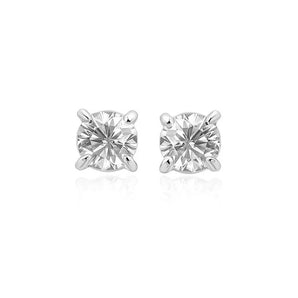 14k White Gold Stud Earrings with White Hue Faceted Cubic Zirconia(6mm) RCJ